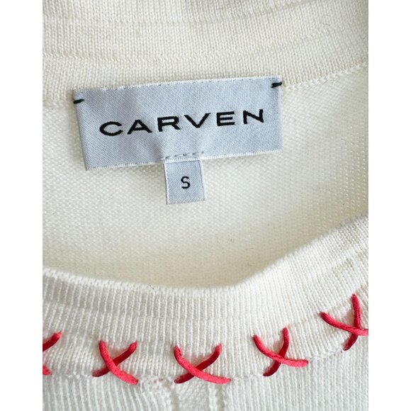 Carven “Cross Stitch” Merino Wool Knit in Ivory, Size S (fits like XS/S) - Picture 3 of 10